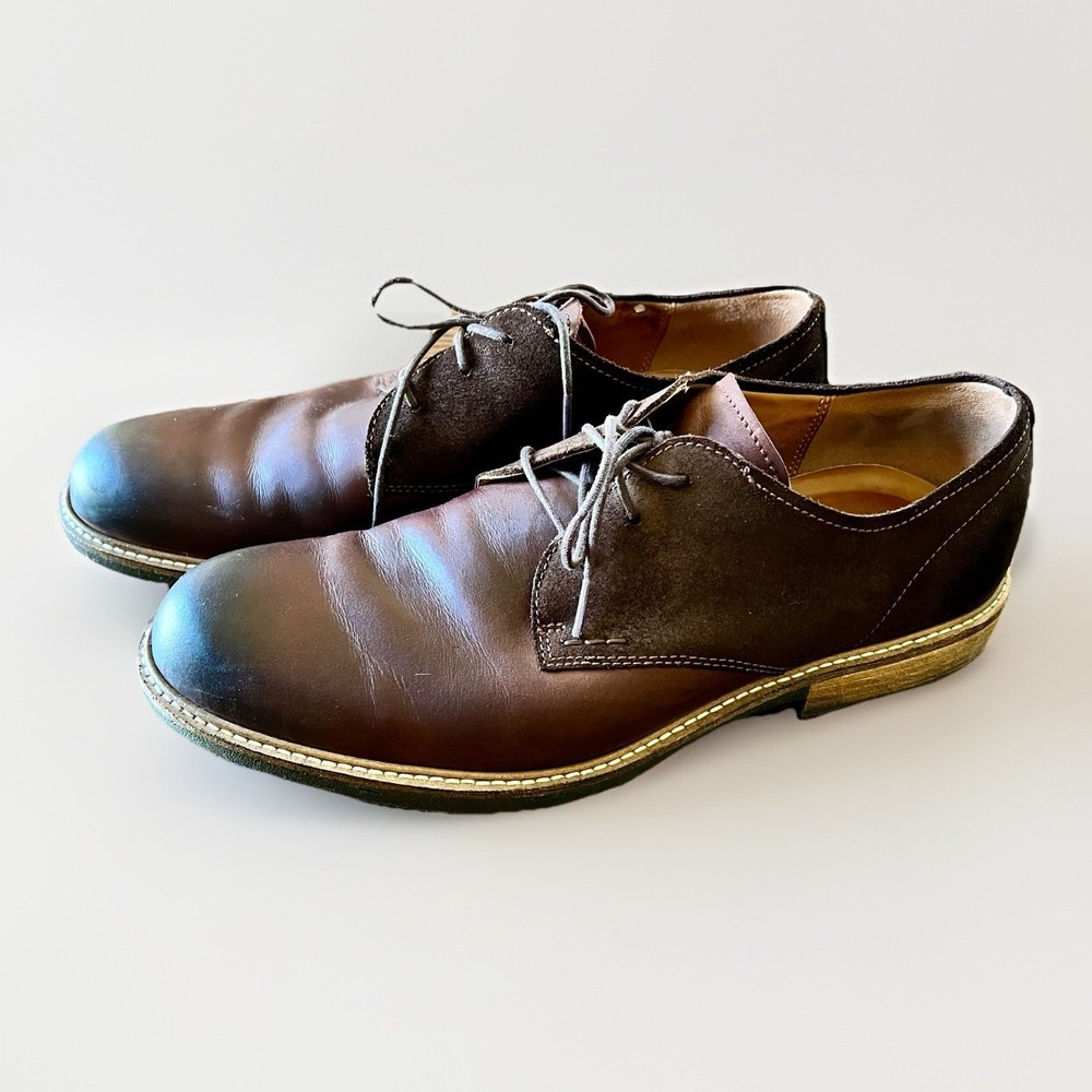 ECCO Kenton Plain Toe Oil Nubuck Leather Two-Tone Oxford Shoe Mens Sz 45/11-11.5